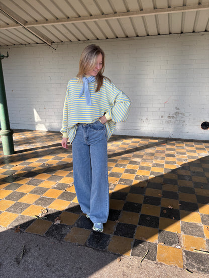 Pip sweater - lichtblauw/geel