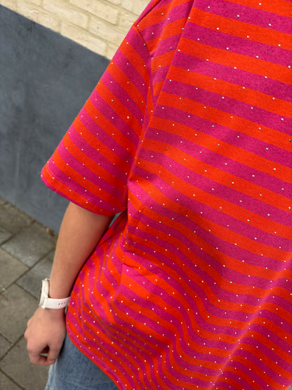 Nova glitter t-shirt - oranje/roze