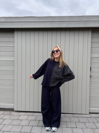 Billy longsleeve - donkerblauw/kaki