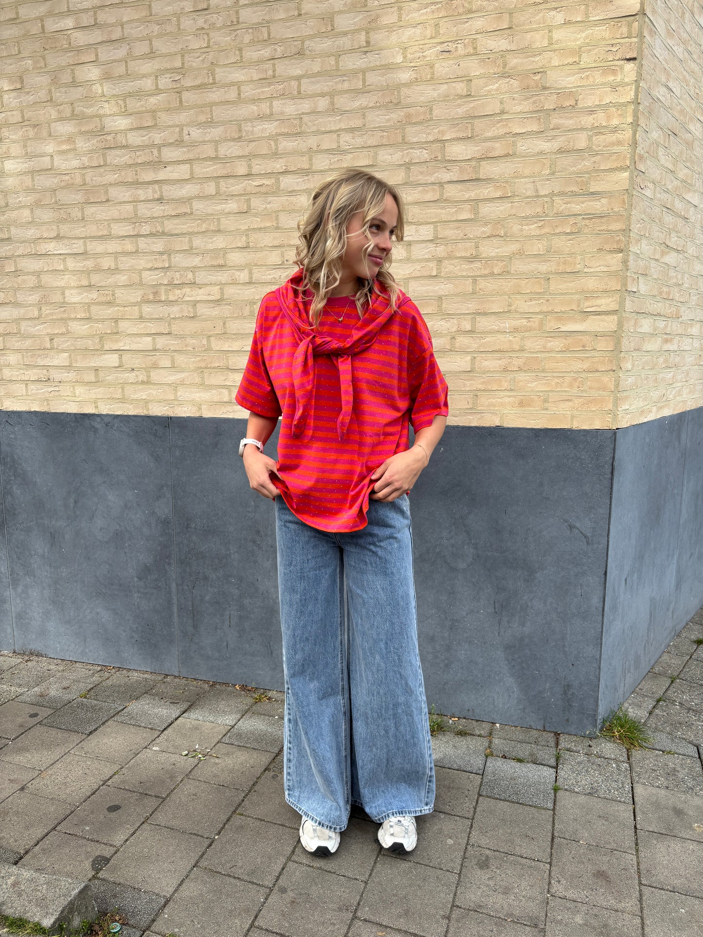 Nova glitter sjaaltje - oranje/roze