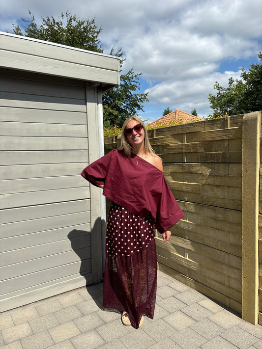 Lenna off shoulder top - bordeaux