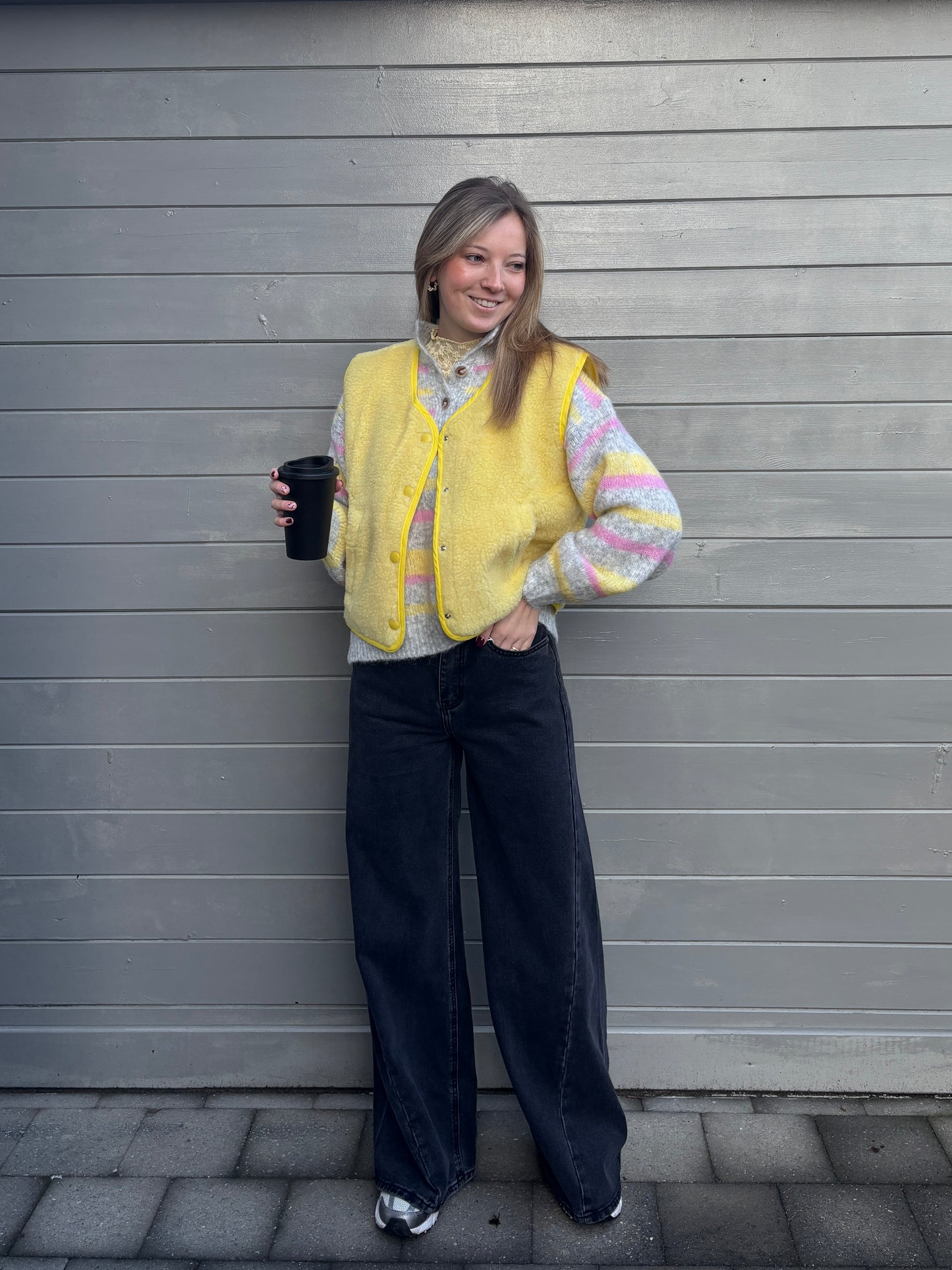 Sille polotrui - grijs/roze/geel