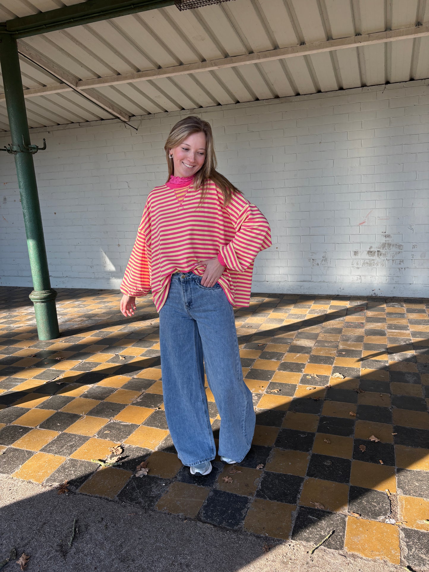 Pip sweater - geel/roze