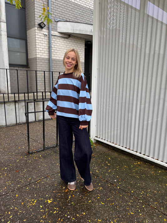Mona sweater - bruin/lichtblauw