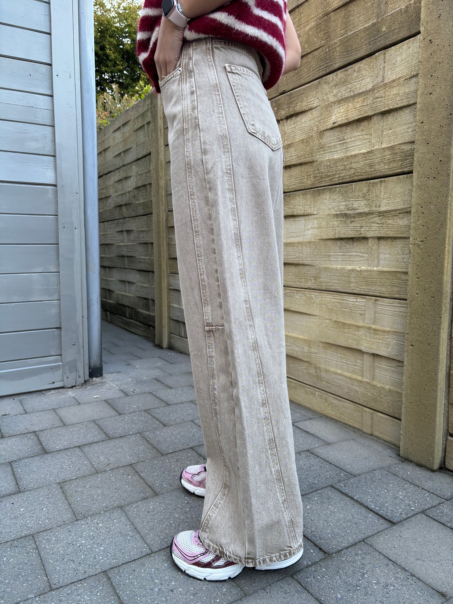 Wide leg jeans - beige
