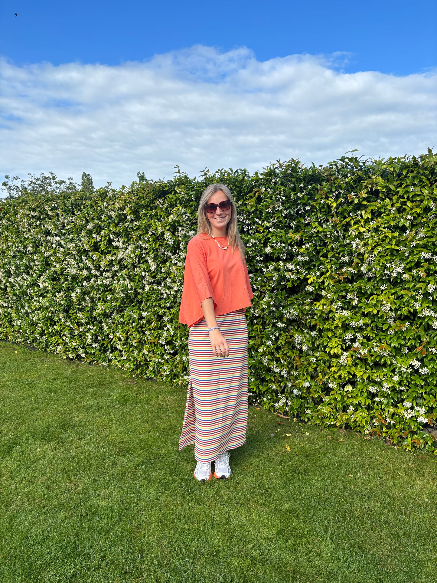 Olive t-shirt - oranje