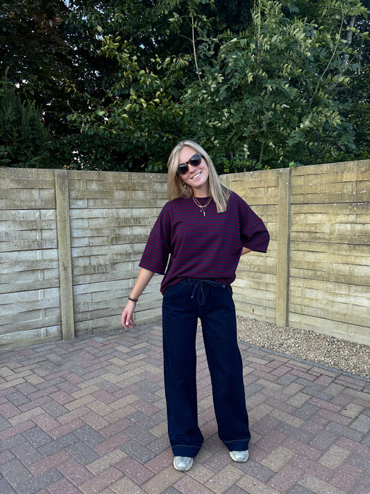 Lola T-shirt - bordeaux/donkerblauw