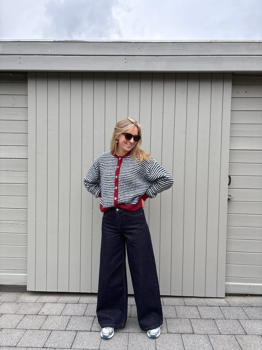 Holly cardigan - donkerblauw/bordeaux