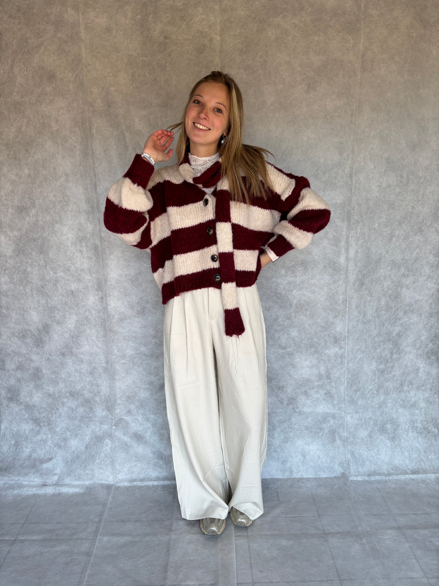 Viv vest + sjaaltje - bordeaux