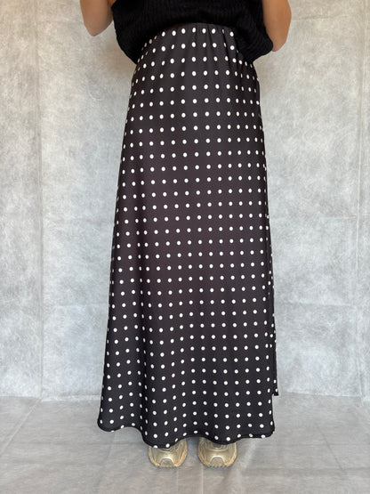 Polka satijnen rok - zwart