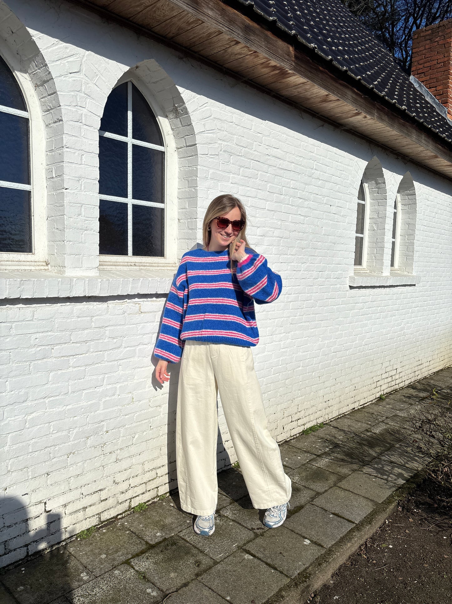 Merel trui - blauw/roze