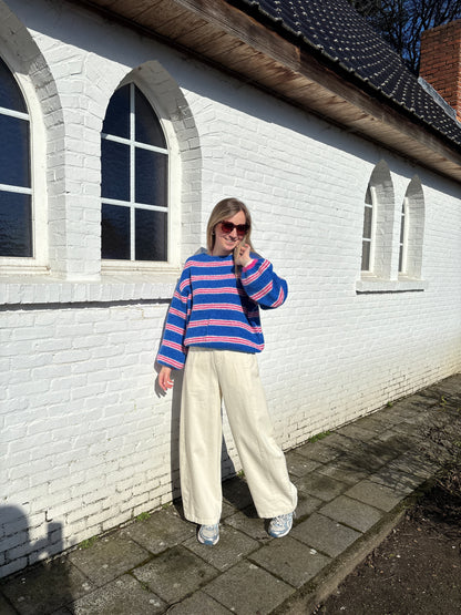 Merel trui - blauw/roze