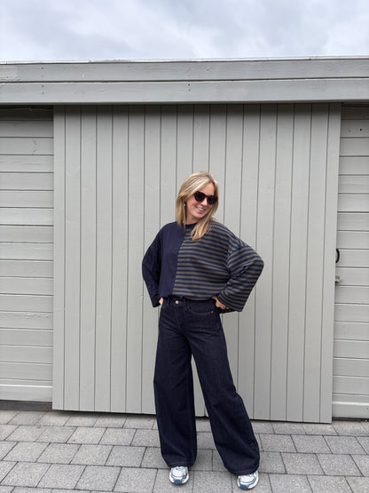 Billy longsleeve - donkerblauw/kaki