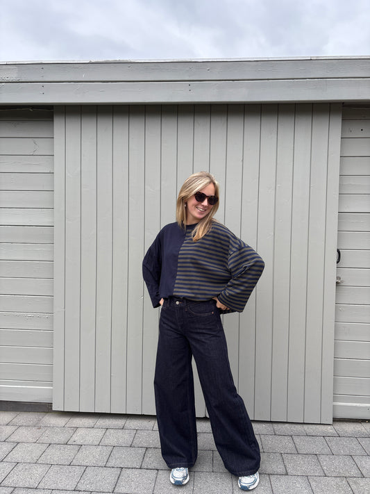 Billy longsleeve - donkerblauw/kaki