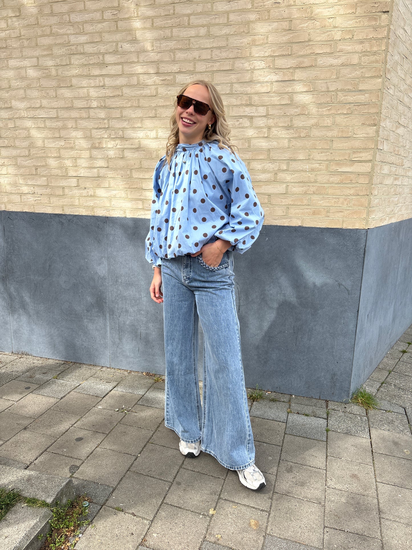 Lea dot blouse - lichtblauw