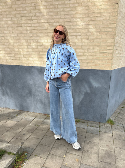 Lea dot blouse - lichtblauw