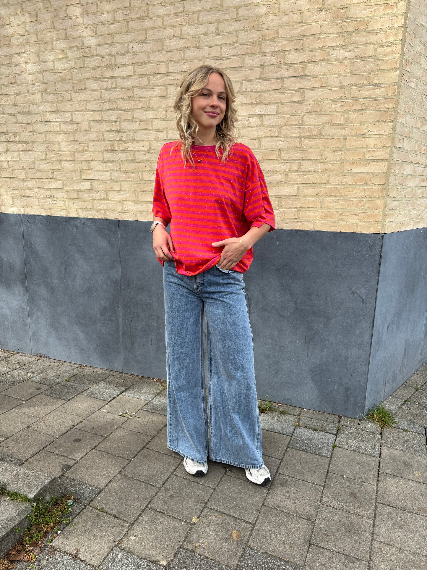 Nova glitter t-shirt - oranje/roze