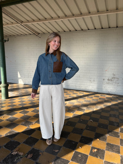 Holly denim pantalon - beige