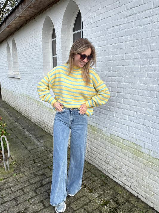 Loena trui - geel/blauw