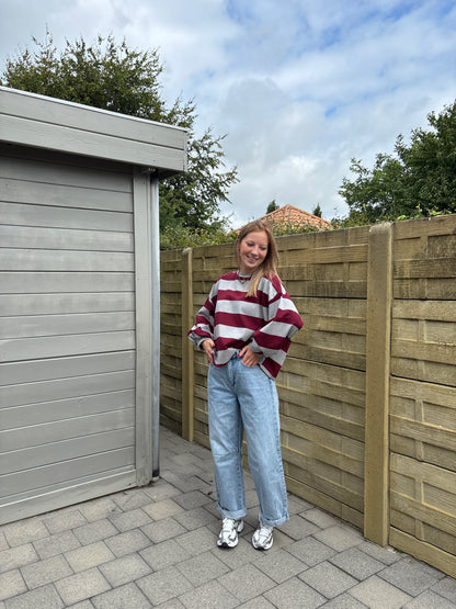 Viv sweater - bordeaux/grijs