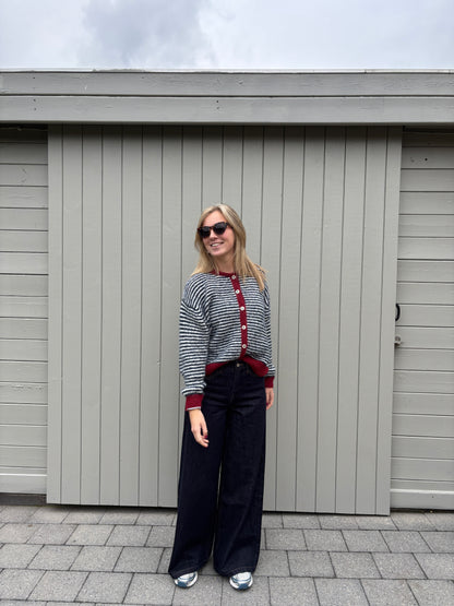 Holly cardigan - donkerblauw/bordeaux