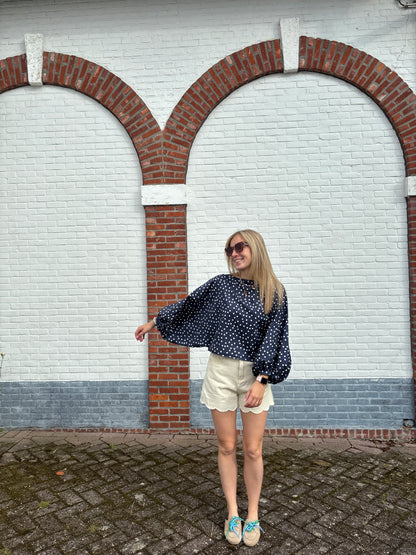 Lilly blouse - donkerblauw stippen