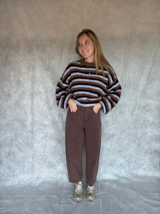 Olivia trui - bruin/blauw