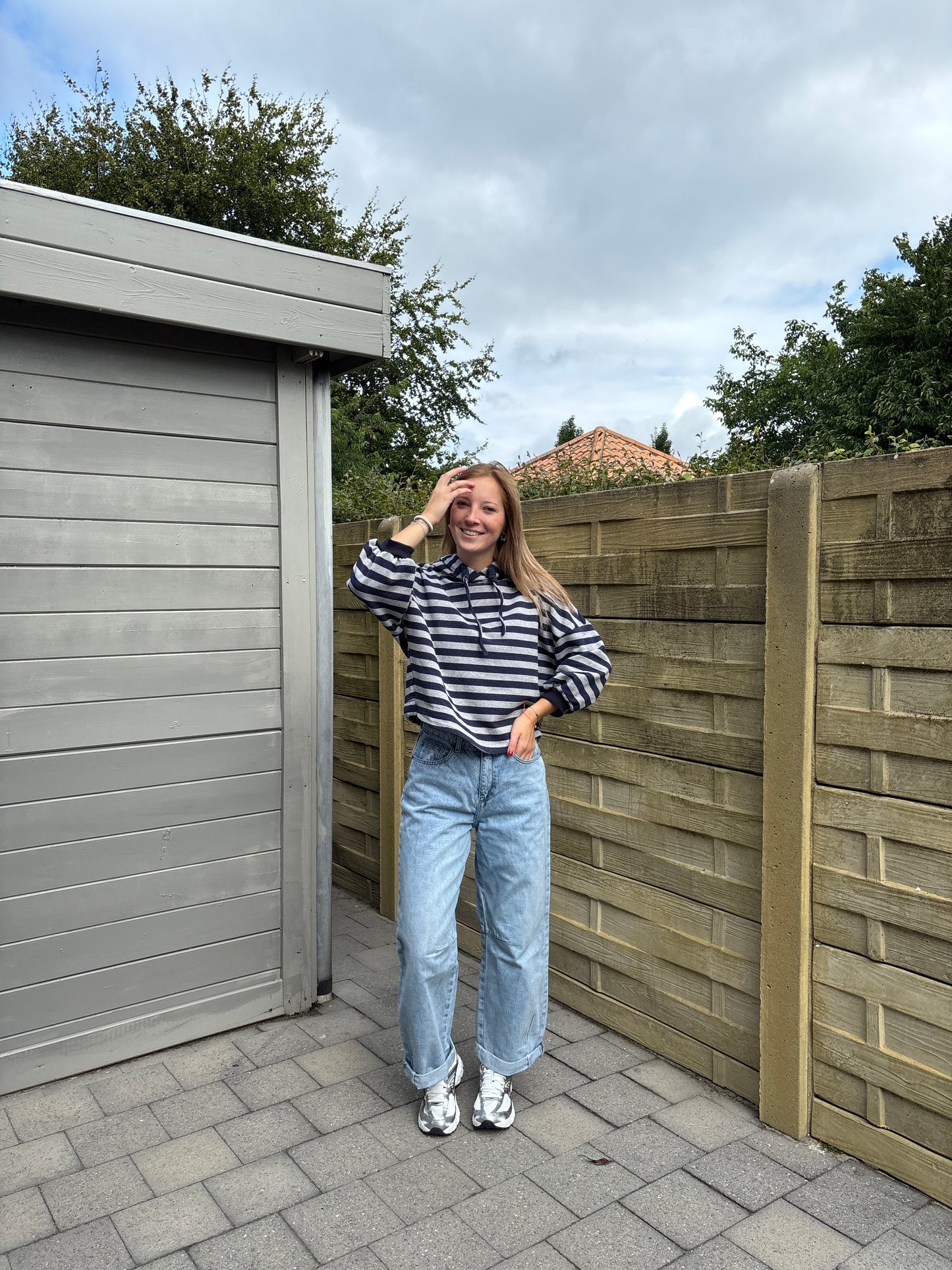 Supermom hoodie - grijs/donkerblauw