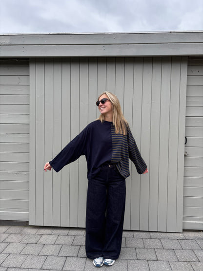 Billy longsleeve - donkerblauw/kaki