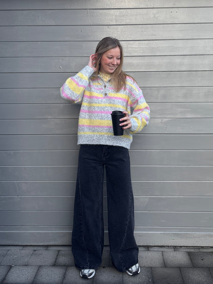 Sille polotrui - grijs/roze/geel