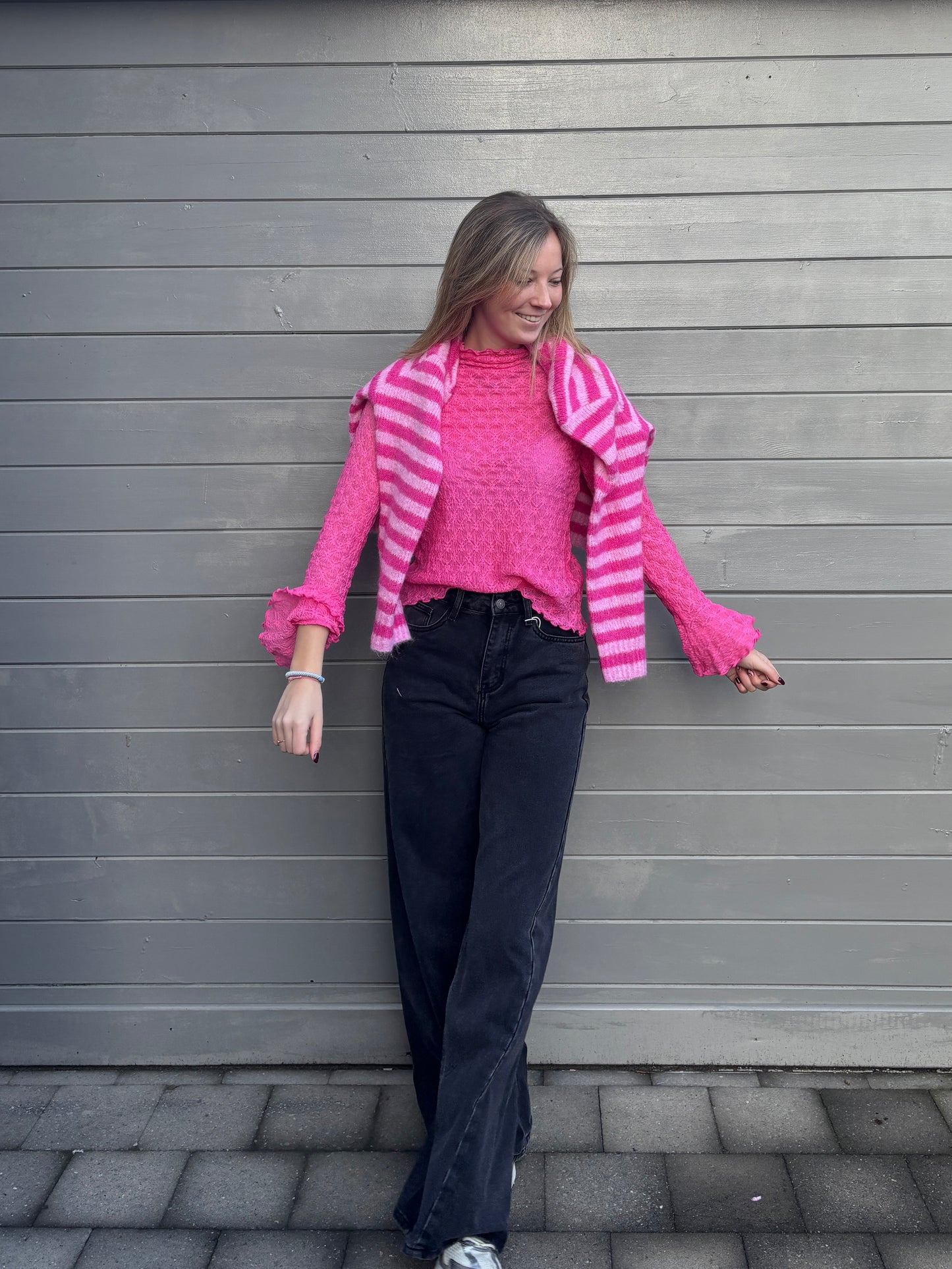 Saar kanten top - roze