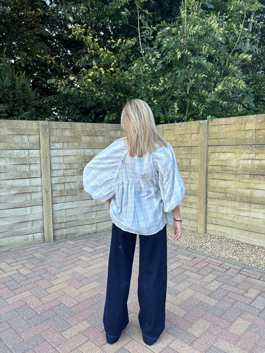 Liva blouse - lichtblauw/multi
