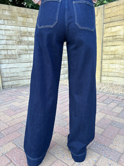 Wide leg jeans - donkerblauw