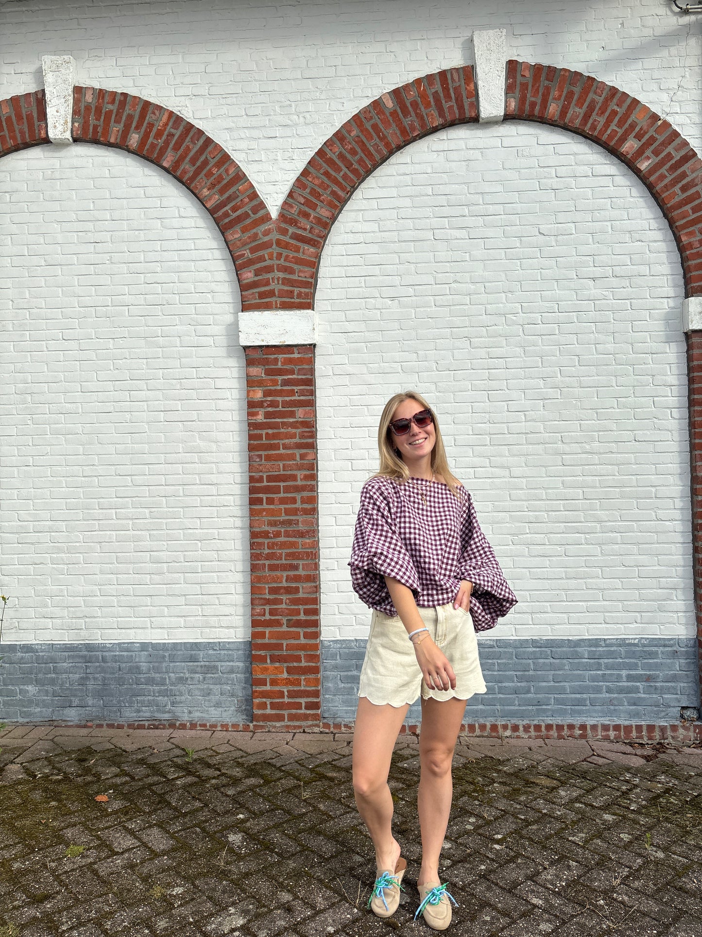 Lilly blouse - paars ruitjes