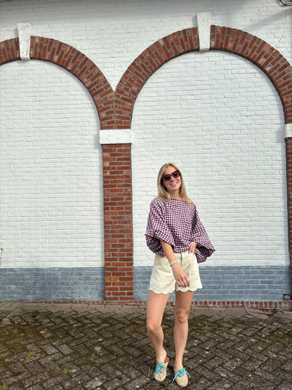 Lilly blouse - paars ruitjes