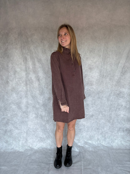 Mila jeanskleed - bruin