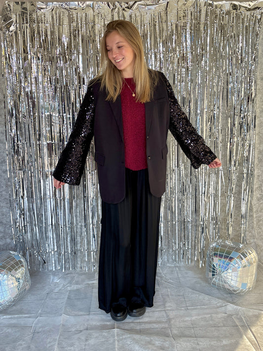 Glitter blazer - zwart