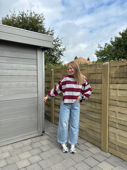 Viv sweater - bordeaux/grijs