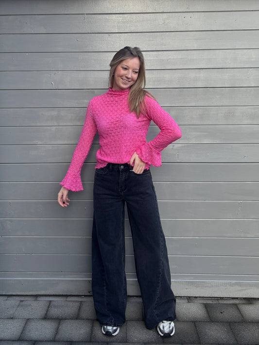 Saar kanten top - roze