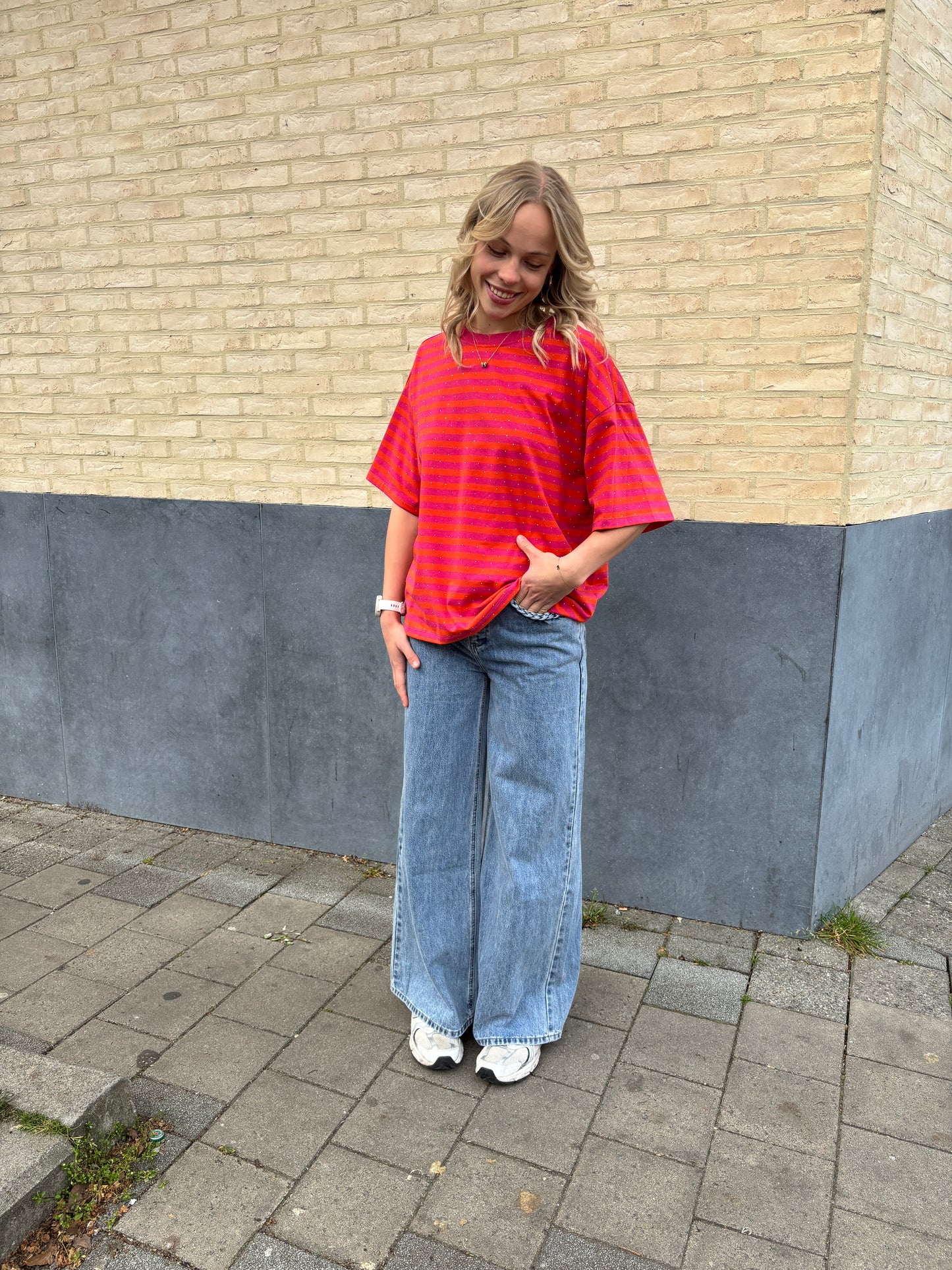 Nova glitter t-shirt - oranje/roze