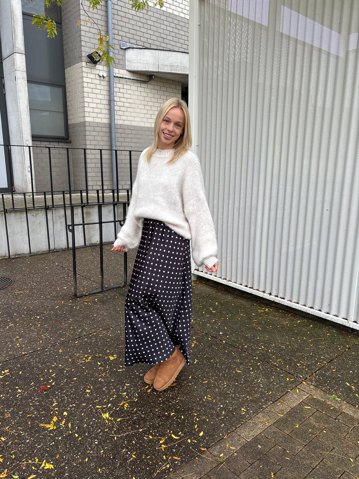 Polka satijnen rok - zwart