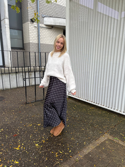 Polka satijnen rok - zwart