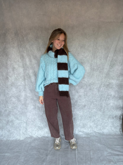 Nell sjaal - bruin/lichtblauw