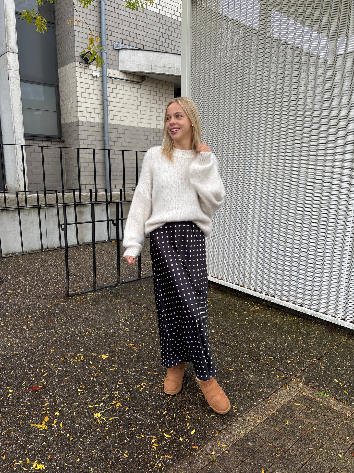 Polka satijnen rok - zwart