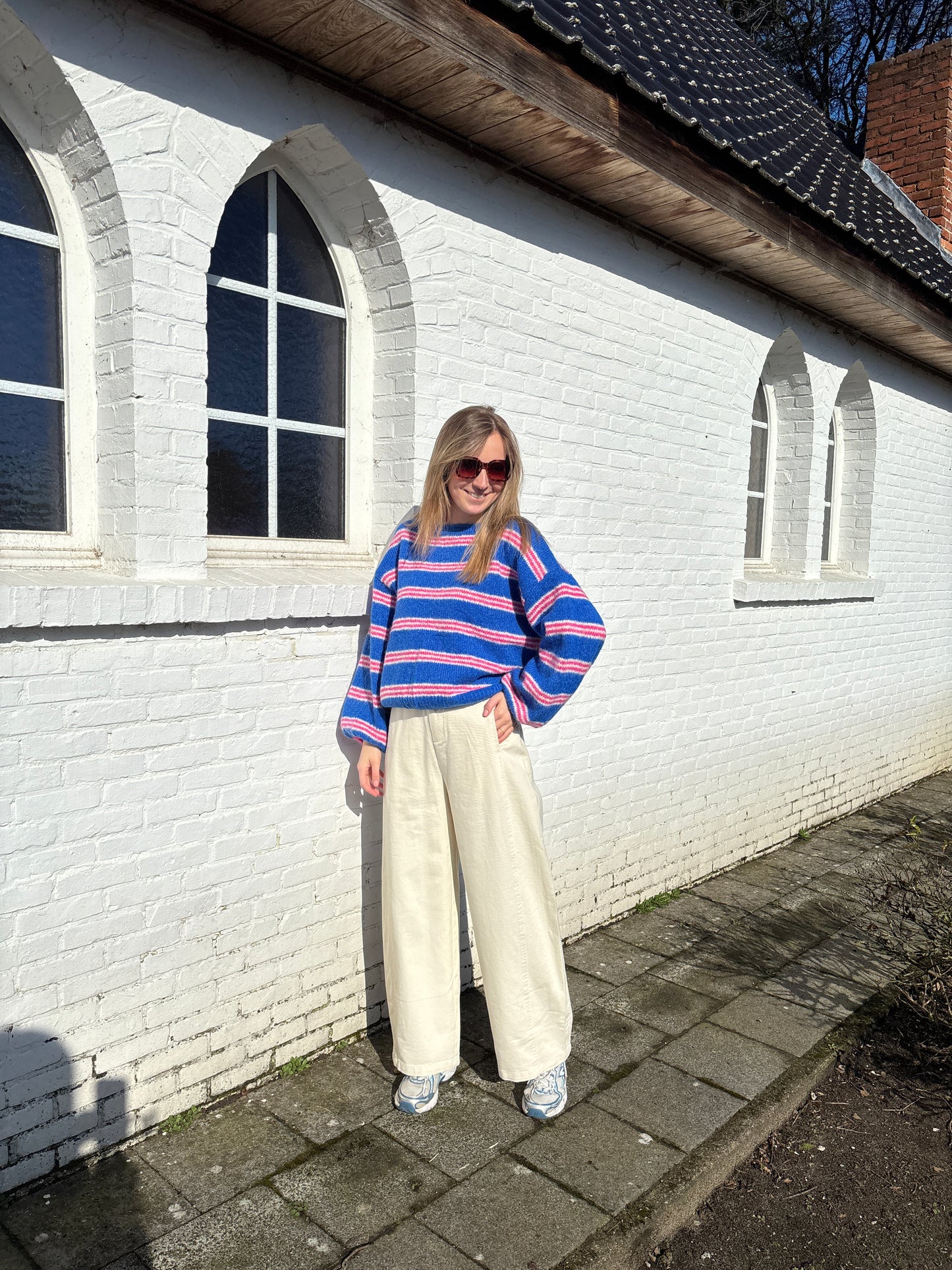 Merel trui - blauw/roze