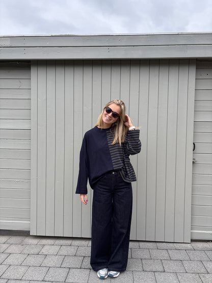 Billy longsleeve - donkerblauw/kaki