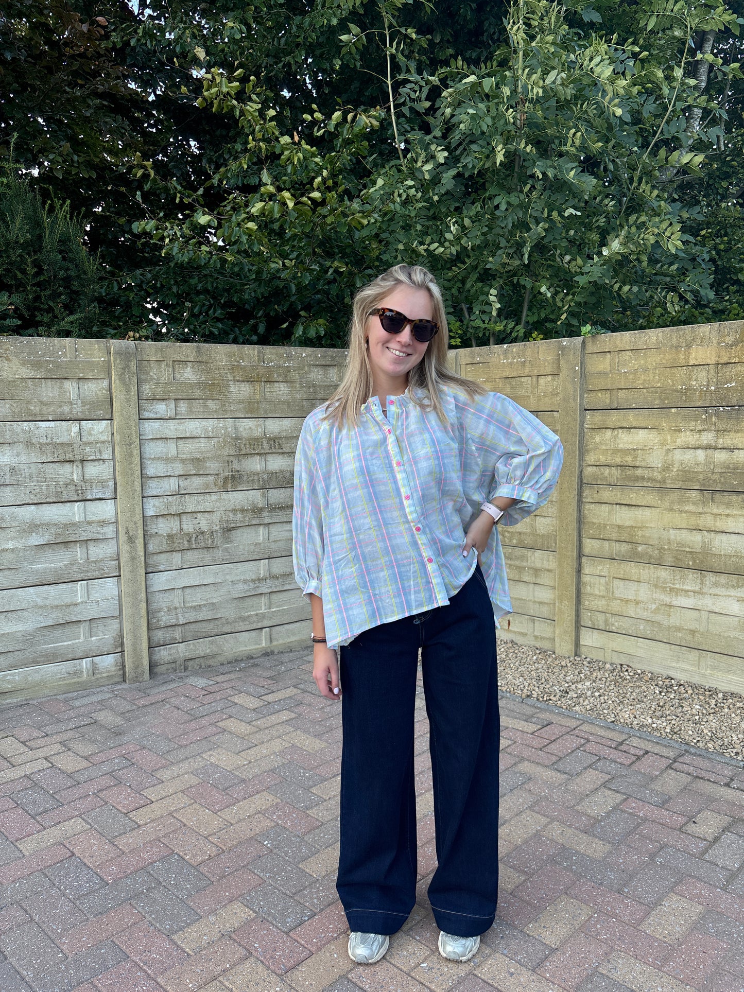 Liva blouse - lichtblauw/multi