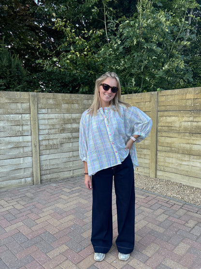Liva blouse - lichtblauw/multi