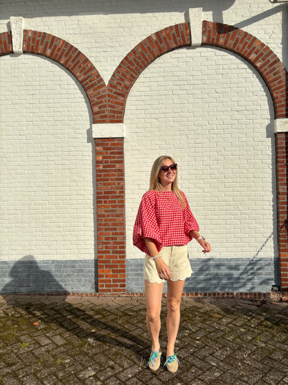 Lilly blouse - rood ruitjes