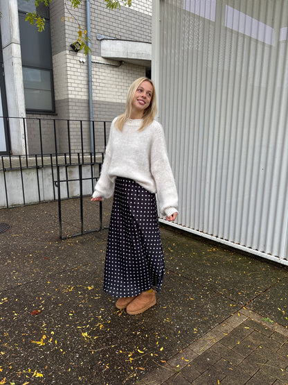 Polka satijnen rok - zwart